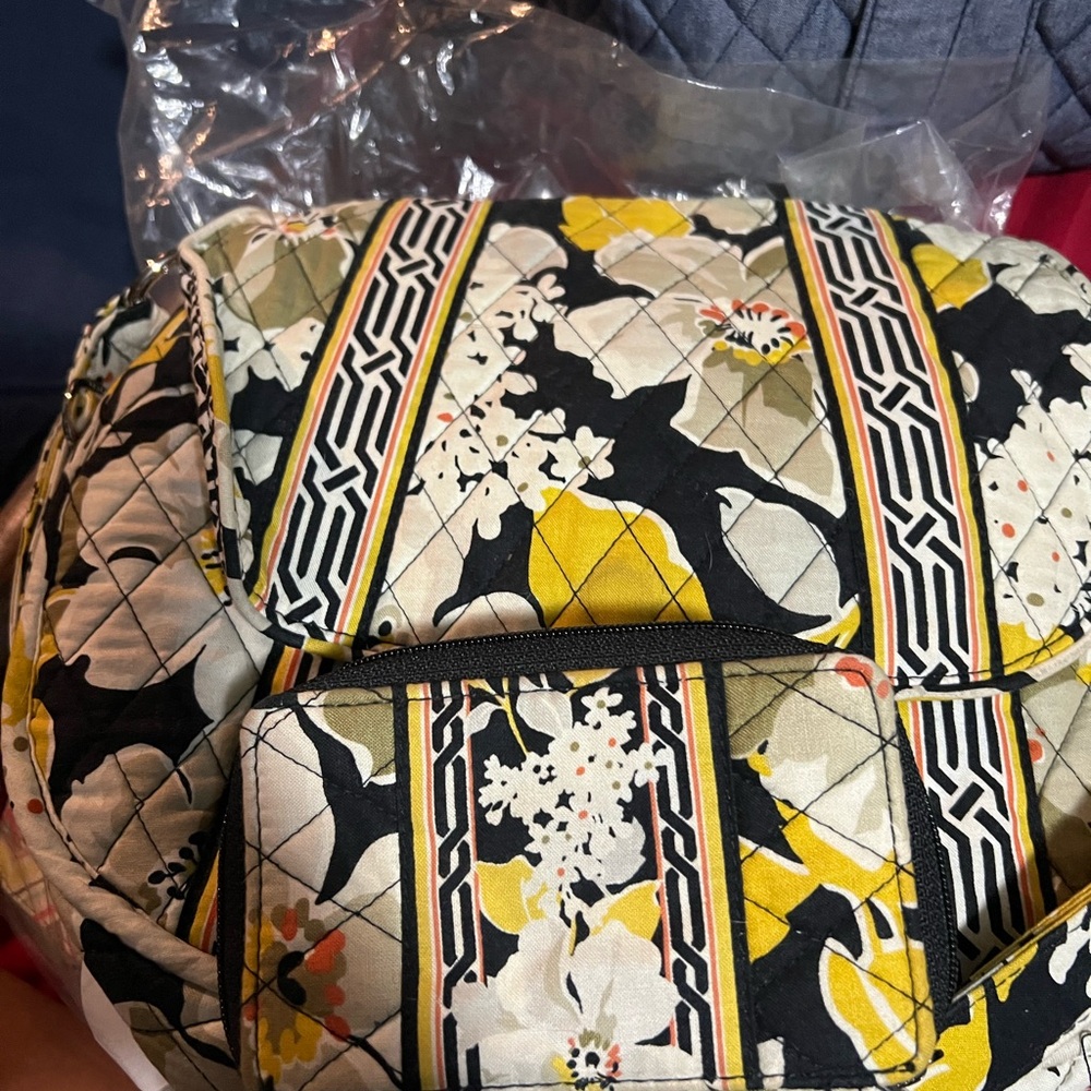 Vera Bradley Yellow and Black Floral Backpack